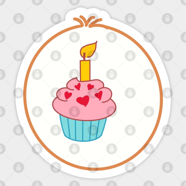 Pink cupcake - Birthday Bear symbol Sticker by tailspalette